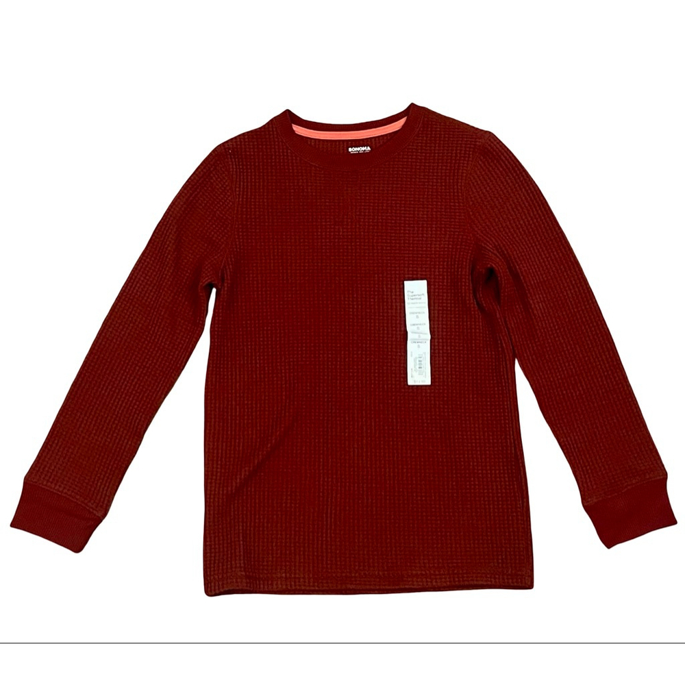 Sonoma Supersoft Thermal Waffle Knit Long Sleeve Top Burgundy Size S NWT